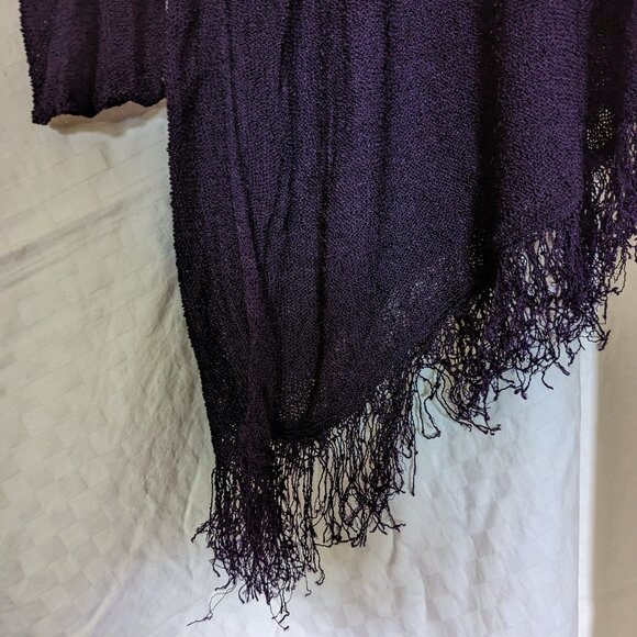 Chicos Purple Tunic Asymmetric Fringe Hem, Size 3 (L or 16) - Picture 3 of 4